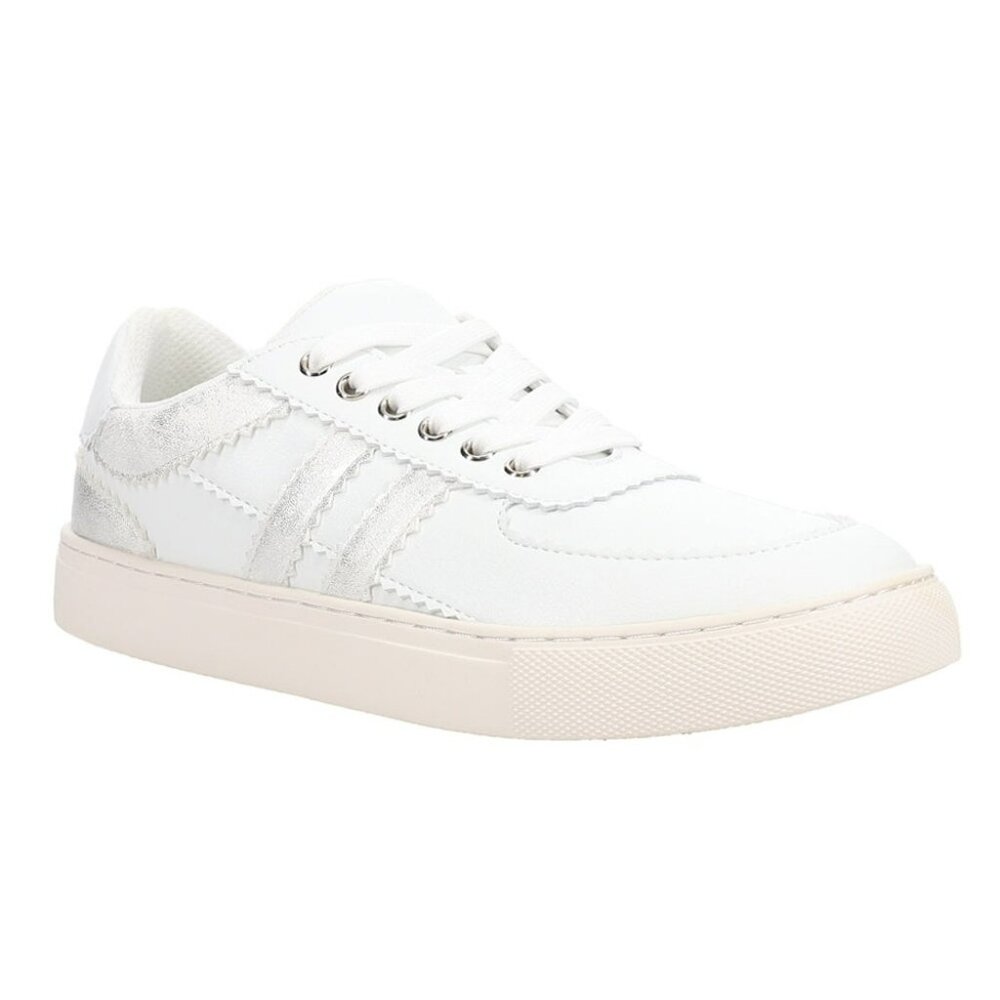 Corkys Rizz Metallic Lace-Up Sneakers White/Silver Size 7 Lightweight Casual Sho